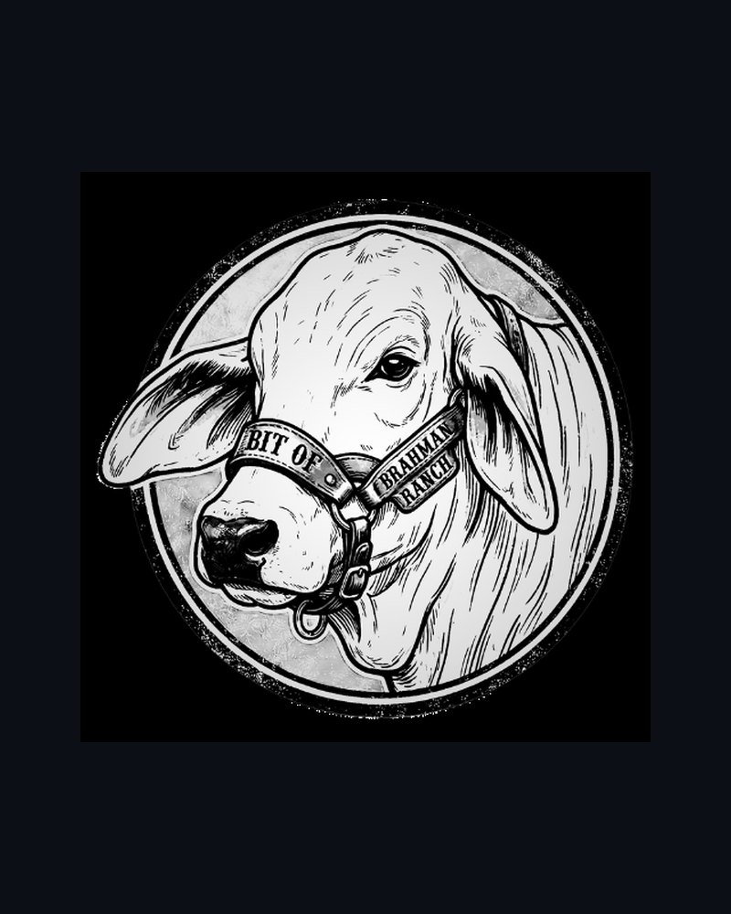 Bit Of Brahman ranch logo · illustrated brahman bull mark