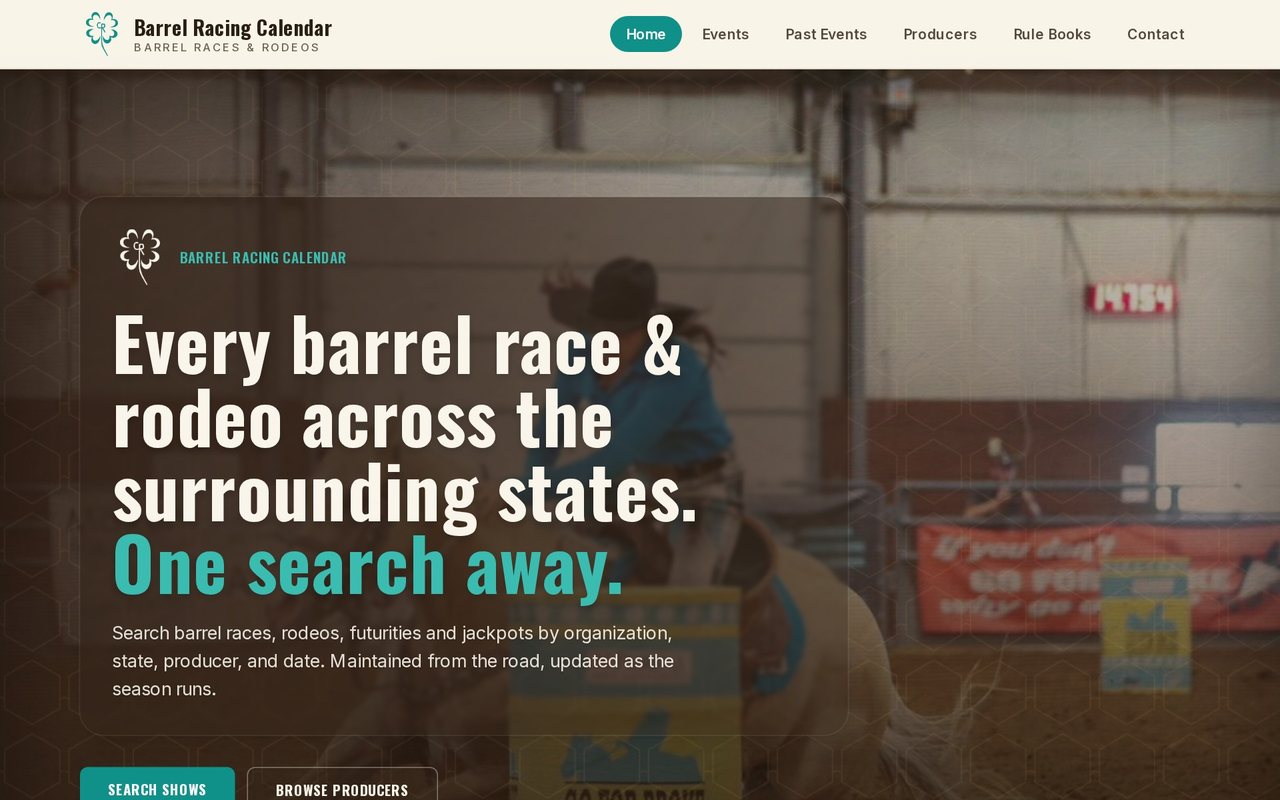 Barrel Racing Calendar · website preview